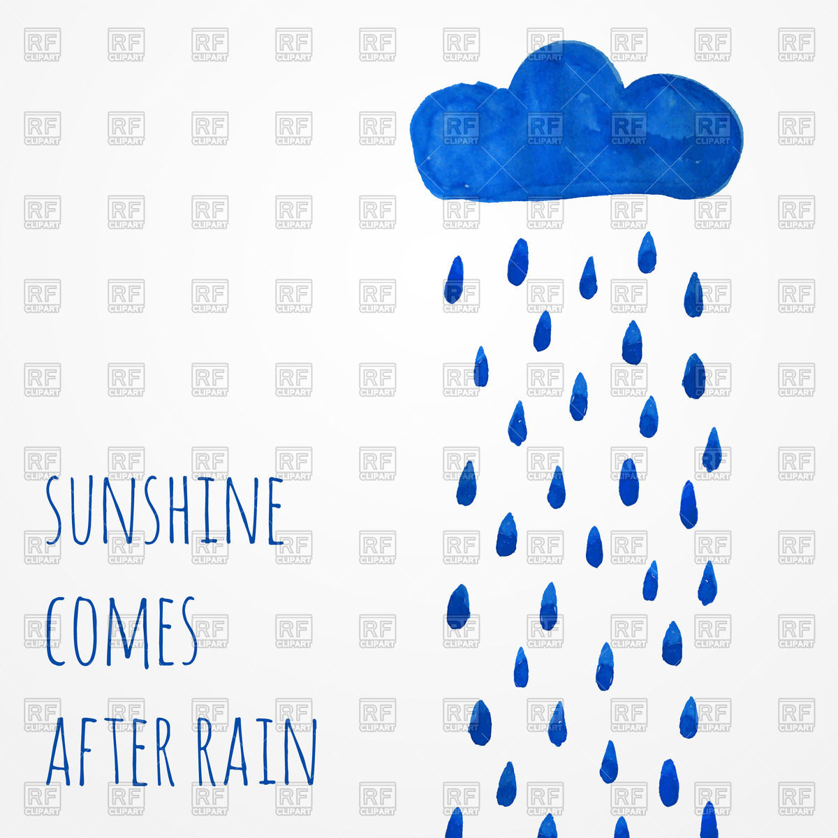 1200x1200 Blue Watercolor Cloud With Rain Vector Image Of Objects Zage