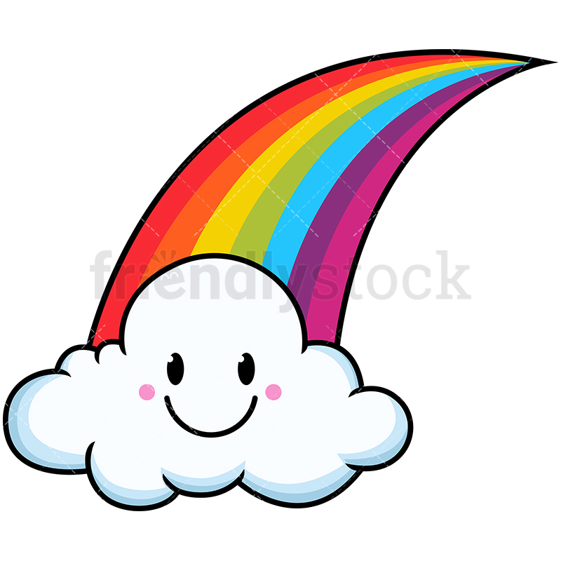 800x800 Kawaii Rainbow Single Cloud Cartoon Vector Clipart