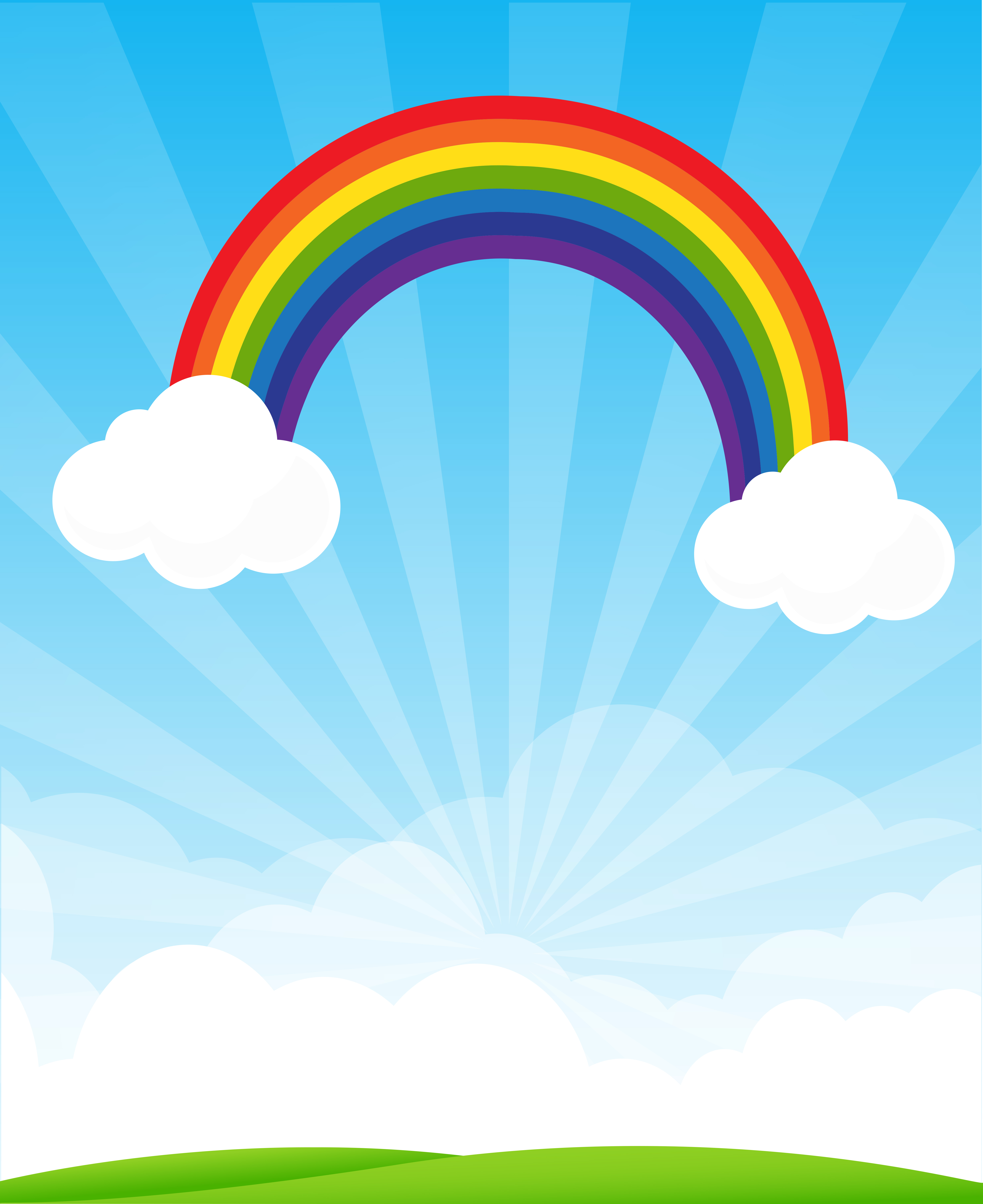 4900x6000 Sunburst And Blue Sky And Rainbow Background With Copyspace Vector