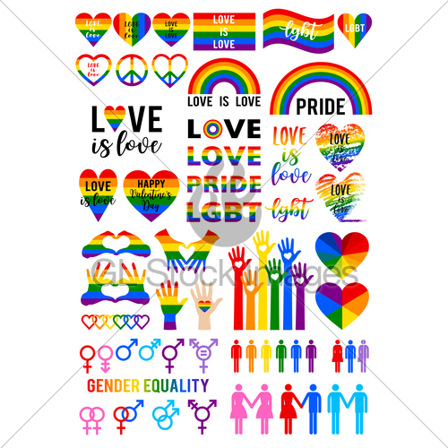 500x500 Love Is Love, Rainbow Flag, Lgbt Pride, Vector Set Gl Stock Images