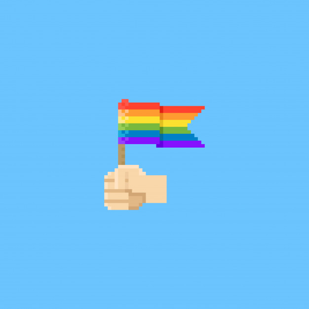 626x626 Pixel Hand Holding Rainbow Flag Vector Premium Download