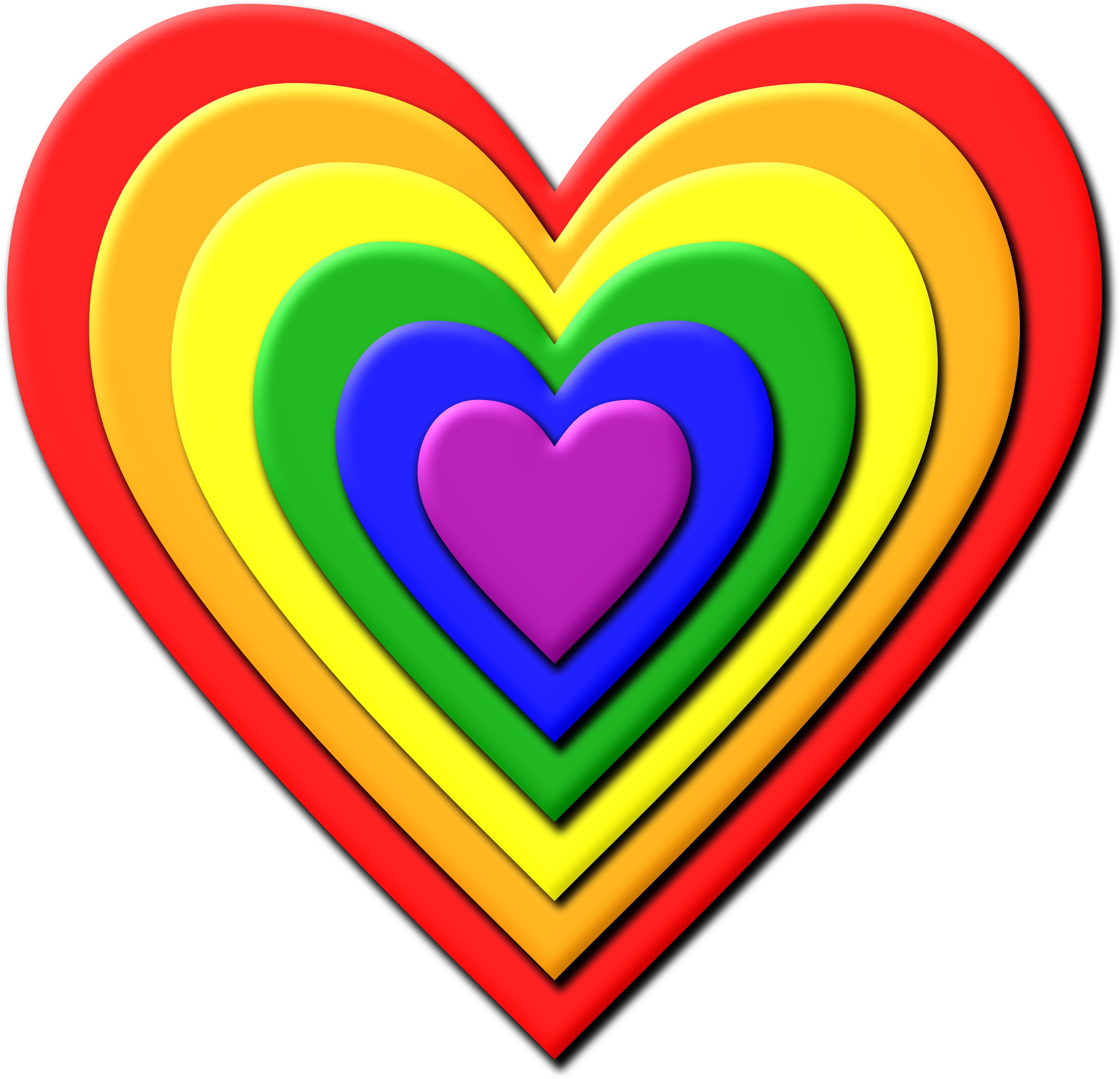 2360x2274 Multi Layered Rainbow Heart Vector Clipart Image