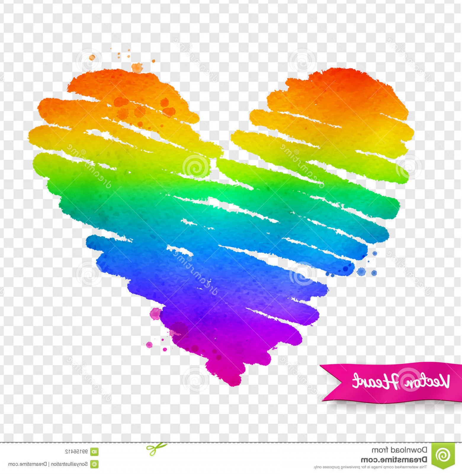 1560x1603 Stock Illustration Vector Watercolor Sketch Rainbow Colored Heart