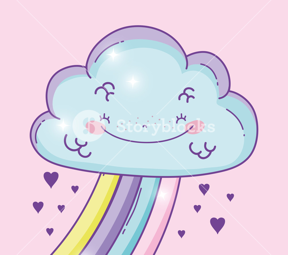 1000x883 Cute Happy Cloud With Rainbow And Hearts Vector Illustration