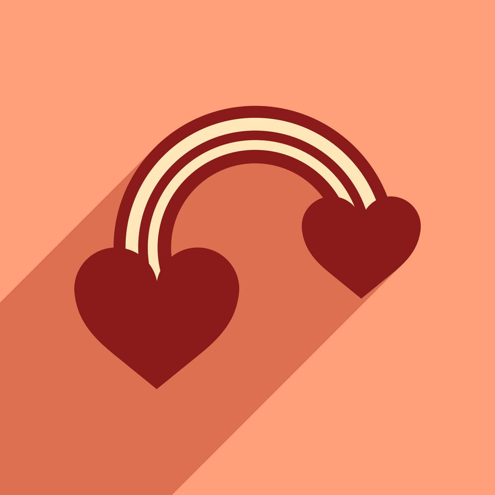 1000x1000 Flat Web Icon With Long Shadow Rainbow Heart Vector