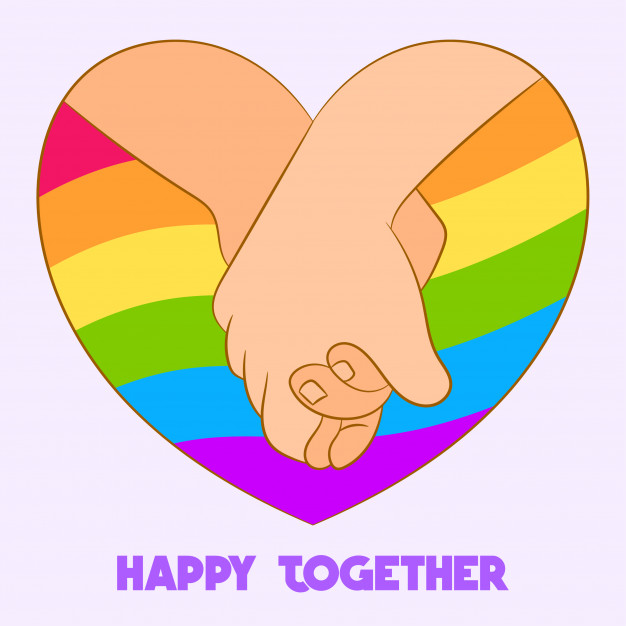 626x626 Holding Hands Together In Rainbow Heart Vector Premium Download