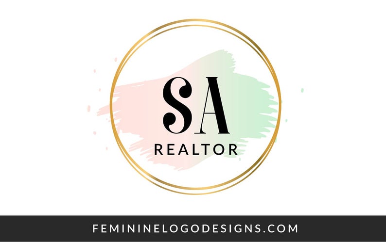 794x499 Circle Logo Gold Brush Logo Rainbow Logo Design Pink Green Etsy