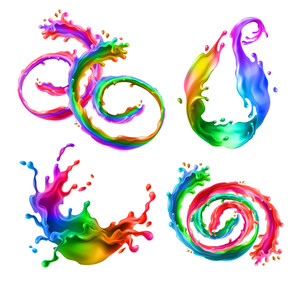 300x300 Vector Illustration With Bright Splashes, Rainbow Swirls