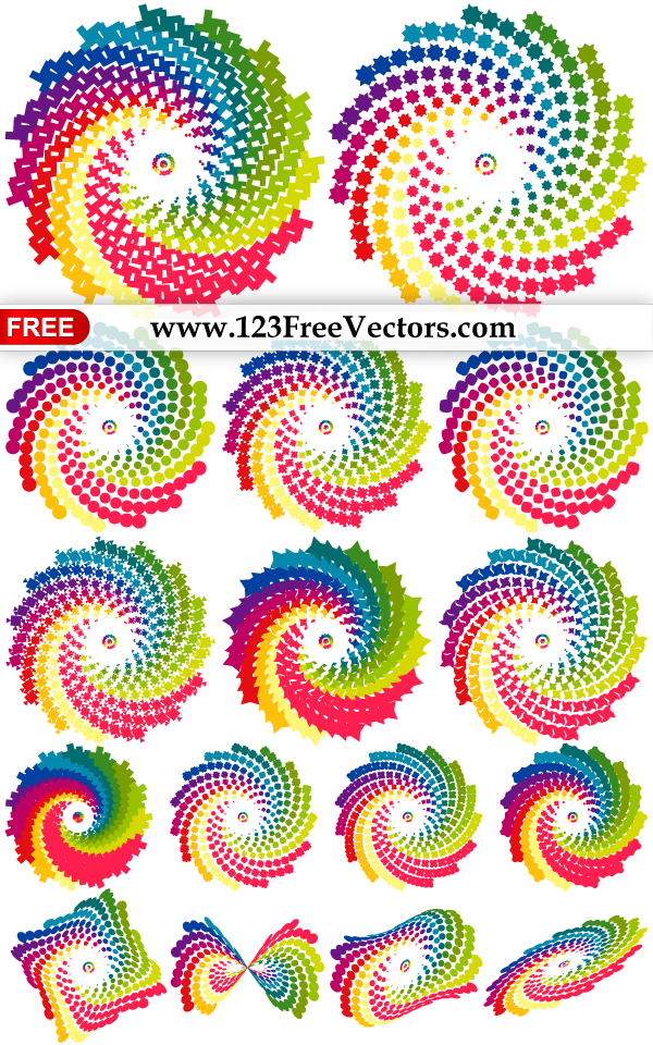600x960 Colorful Rainbow Swirl Design Elements Vector Pack