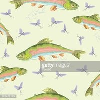 200x200 Seamless Texture Rainbow Trout Vector Stock Vectors