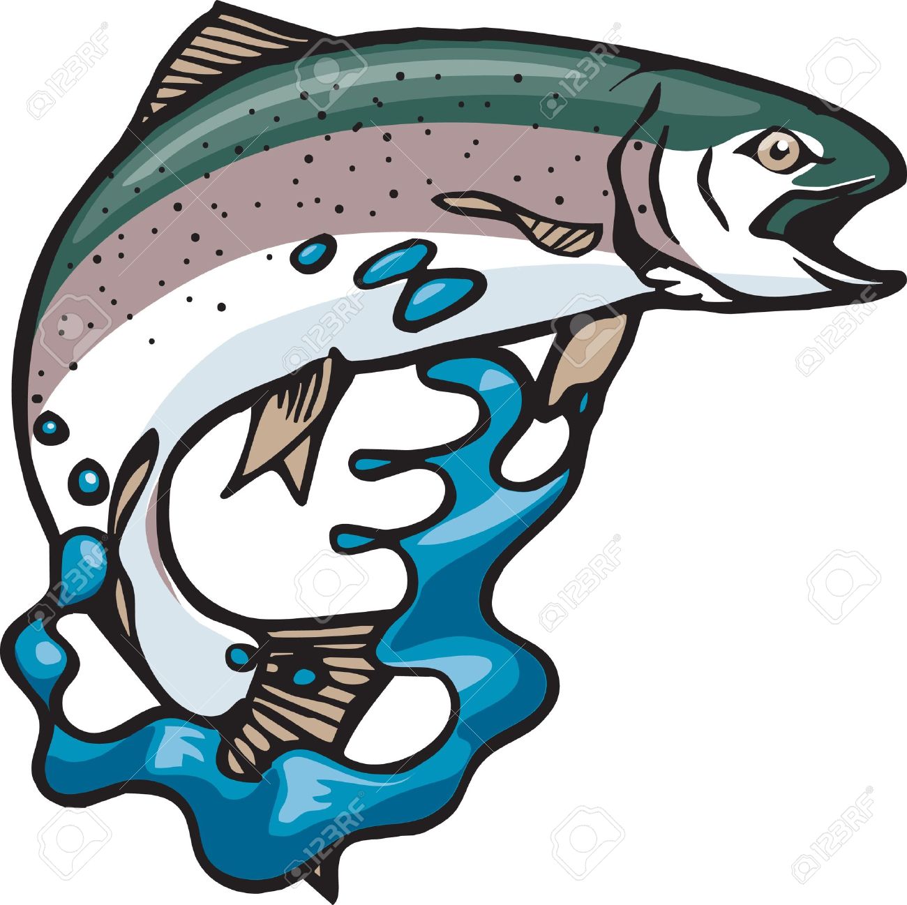 1300x1297 Rainbow Trout Jumping Clipart Free Cliparts Download Images