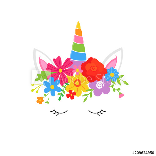 Sweet Colorful Unicorn Vector Hand Drawn Illustration With Flower 500x500 Sweet Colorful Unicorn Vector Hand Drawn Illustration With Flower