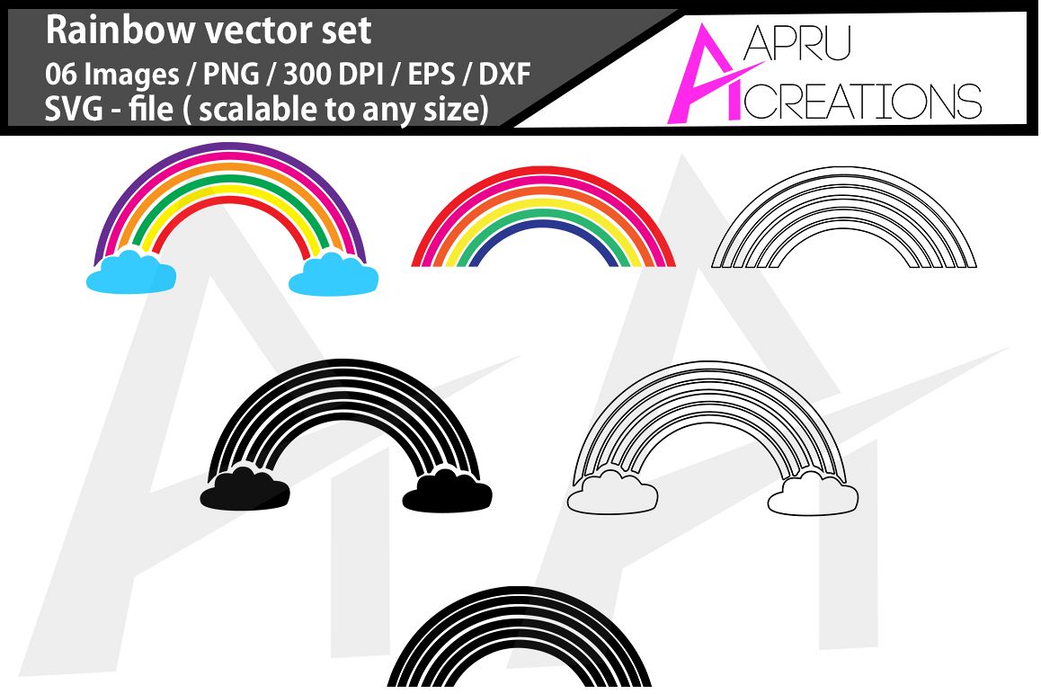 1158x772 Rainbow Vector Set Rainbow Rainbow Silhouette