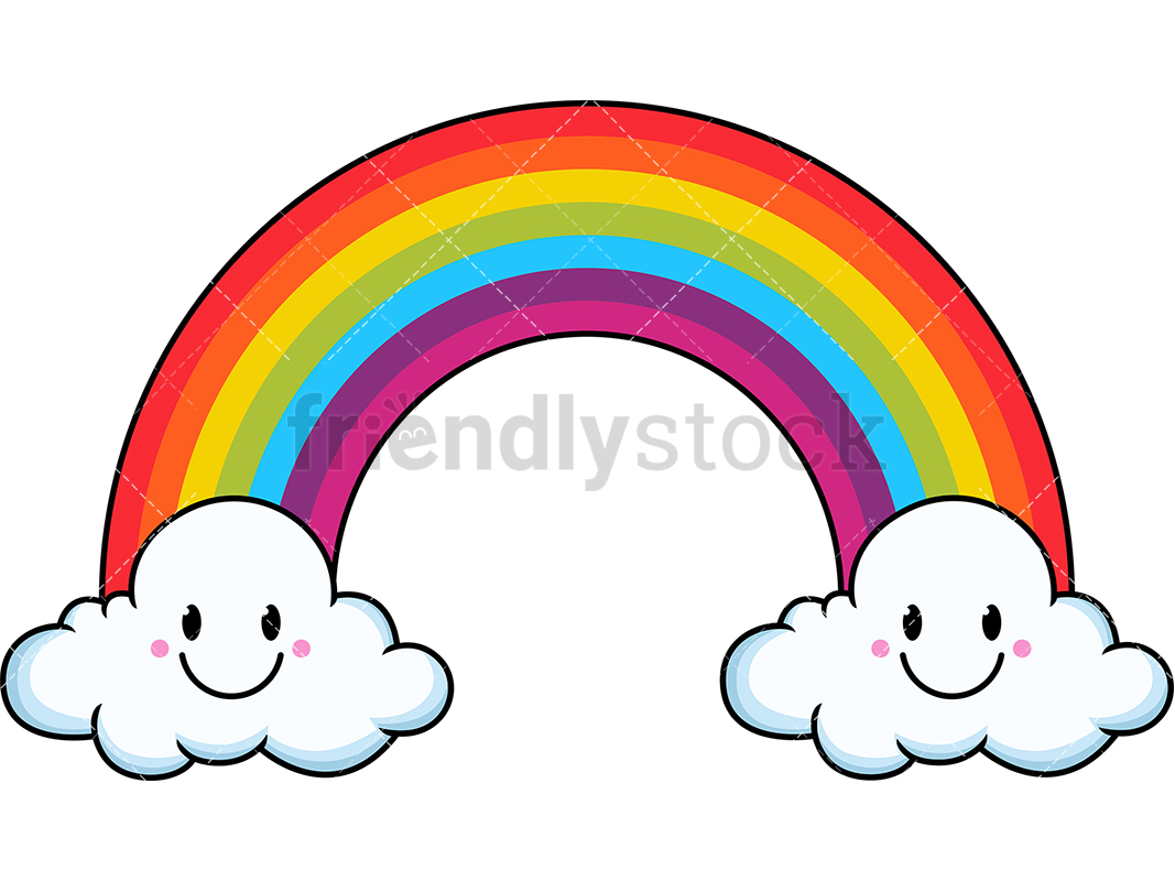 1067x800 Cute Kawaii Rainbow Cartoon Vector Clipart