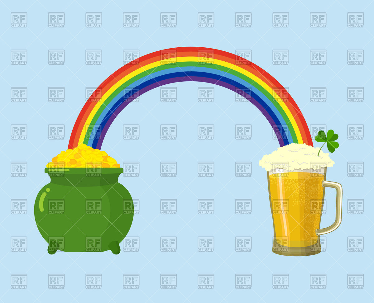 1200x973 Pot Of Gold, Mug Of Beer And Rainbow Vector Image Of Objects
