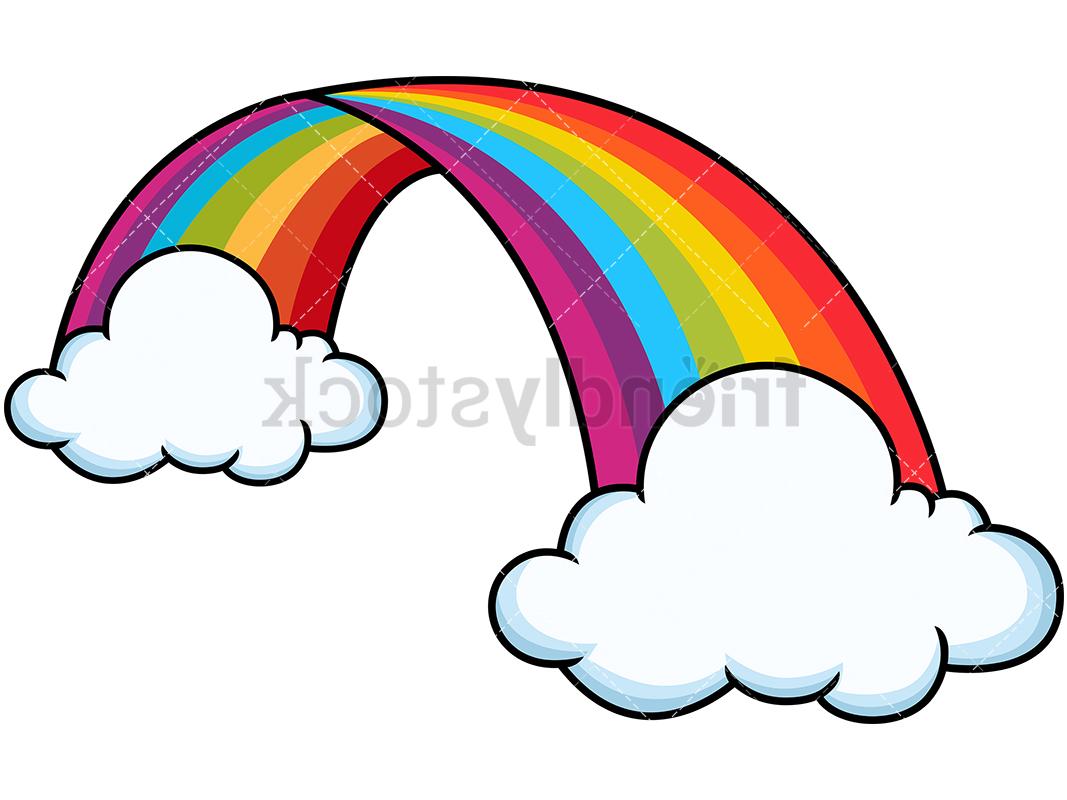1067x800 Hd Cartoon Rainbow With Clouds Vector Drawing Free Vector Art