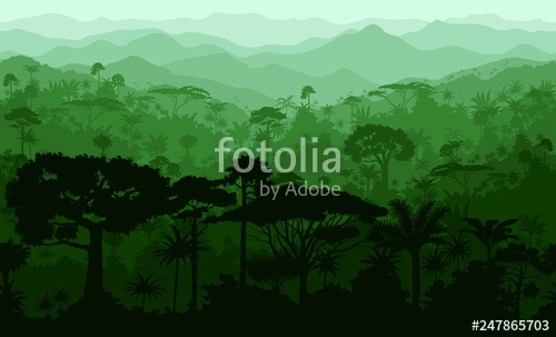 500x303 Vector Horizontal Seamless Tropical Rainforest Jungle Forest