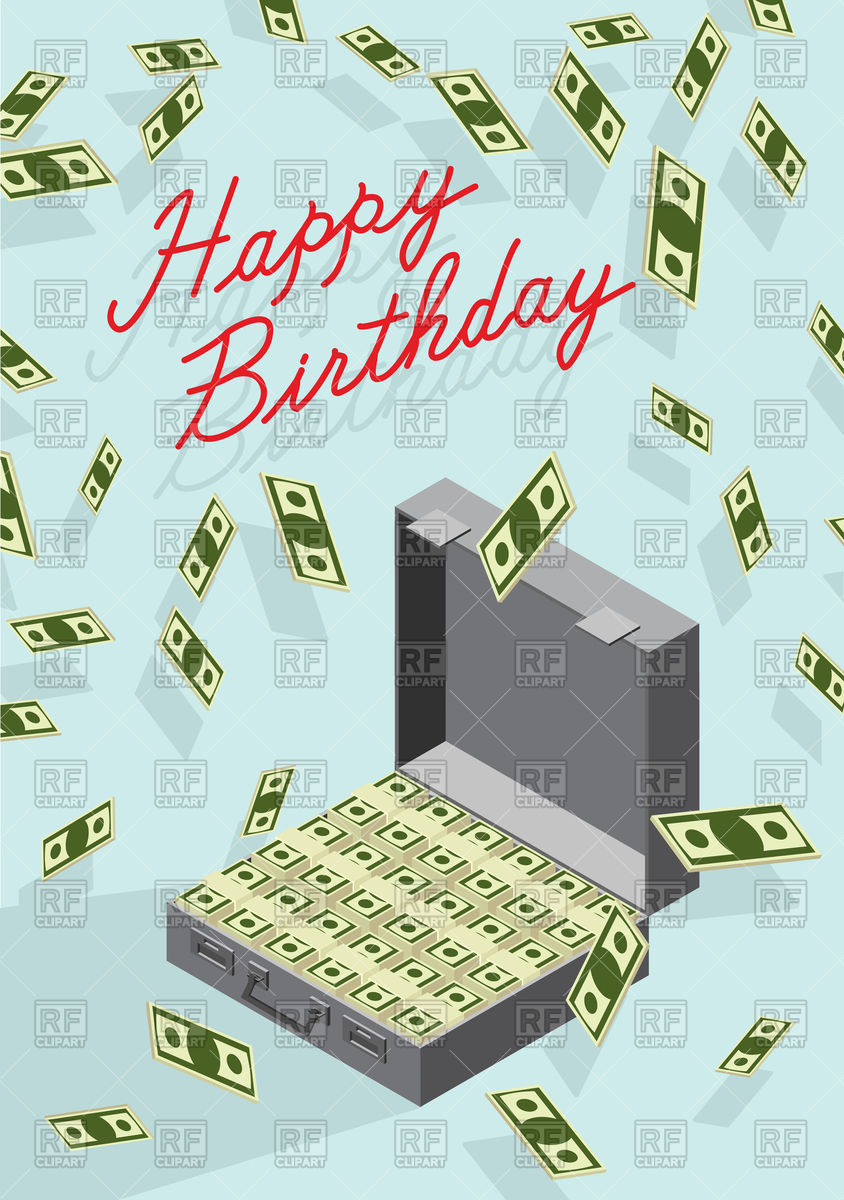 844x1200 Happy Birthday Falling Money Vector Image Of Business, Finance