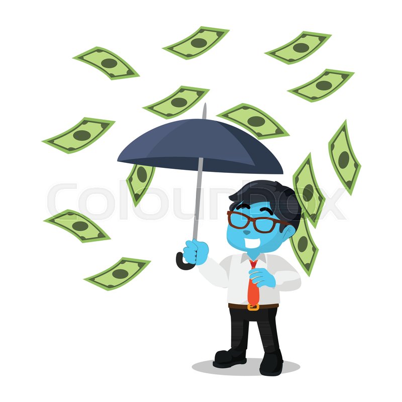 800x800 Blue Businessman Raining Money Stock Vector Colourbox