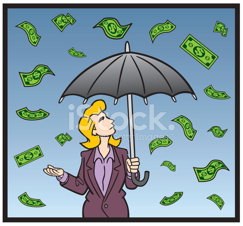 474x440 Woman With Umbrella Raining Money Stock Vector