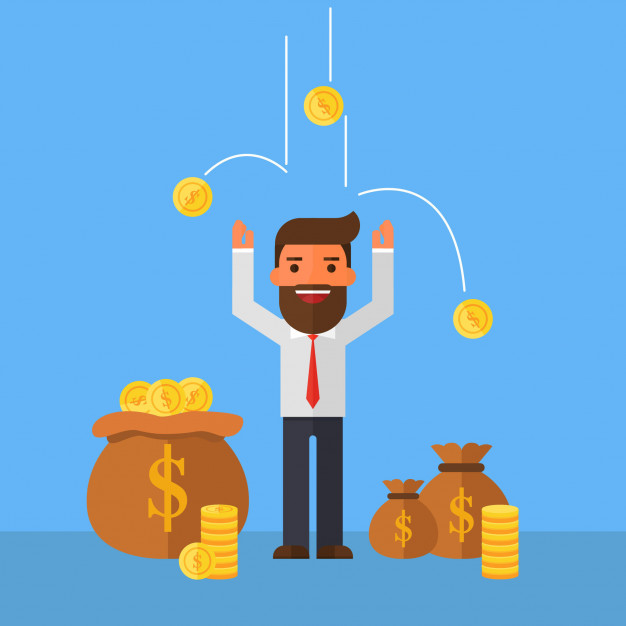 626x626 Businessman Enjoying It Raining Money Vector Premium Download