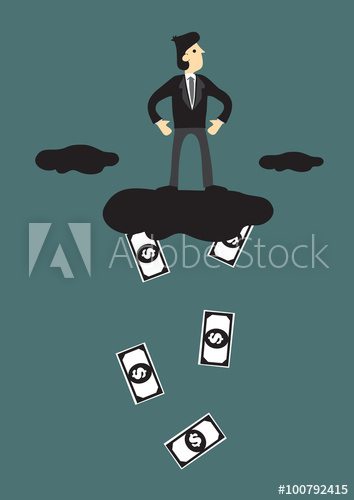 354x500 Cloud Raining Money Conceptual Cartoon Vector Illustration
