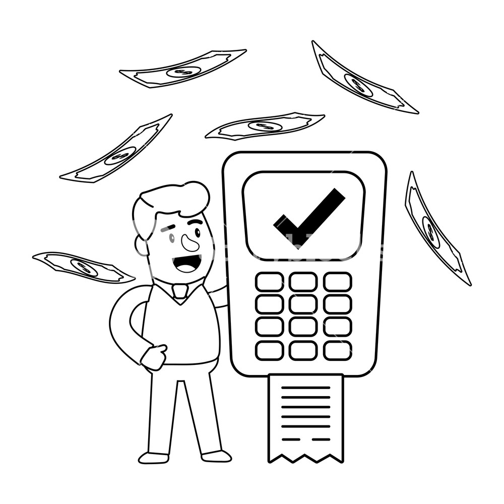 1000x1000 Consumer Banking Operations Happy Jovial Smiling Holding Dataphone