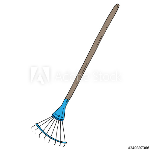 500x500 Fan Rake With A Long Handle Vector Illustration Garden Tools