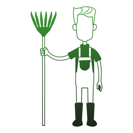 450x450 Farmer Man With Rake Vector Illustration Graphic Design Royalty