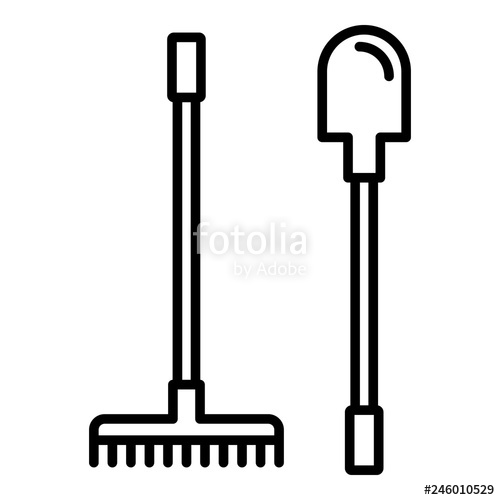 500x500 Garden Rake Shovel Icon Outline Garden Rake Shovel Vector Icon