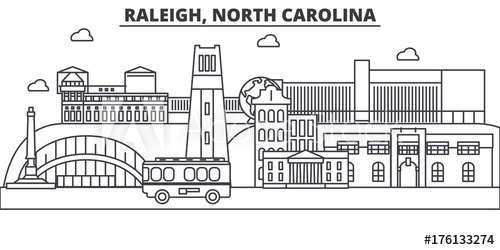 500x250 Raleigh, North Carolina Architecture Line Skyline Illustration