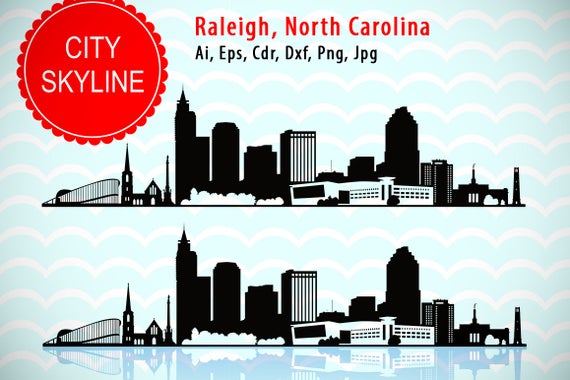 570x380 Raleigh City North Carolina City Vector Skyline Raleigh Etsy