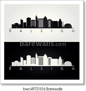 362x382 Raleigh Usa Skyline And Landmarks Silhouette, Art Print
