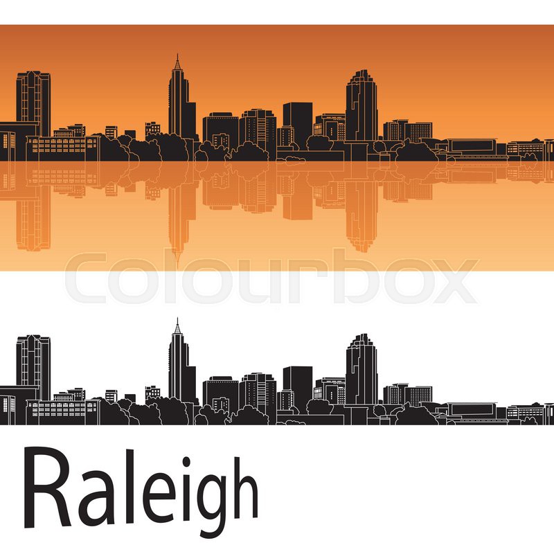 800x800 Raleigh Skyline In Orange Background Stock Vector Colourbox