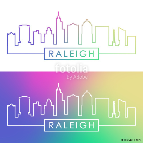500x500 Raleigh Skyline Colorful Linear Style Editable Vector
