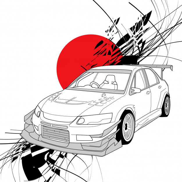 626x626 Rally Car Line Art Japan Background Vector Premium Download