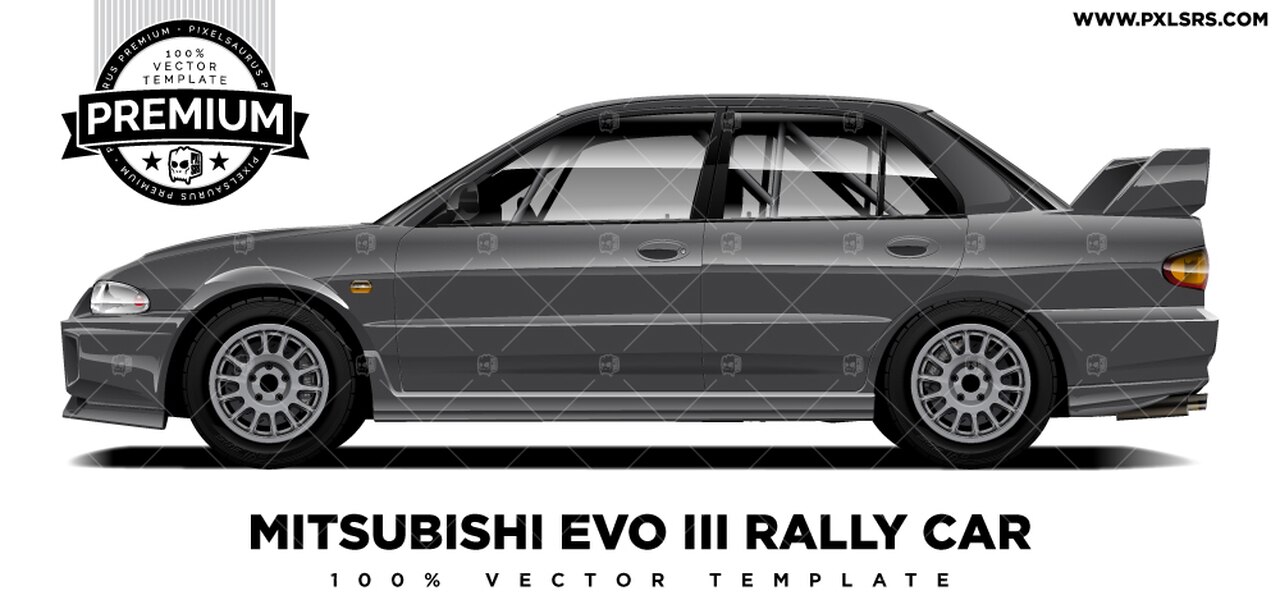 1280x609 Mitsubishi Evo Iii Rally Car 'premium' Vector Template