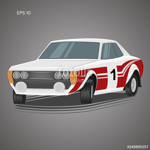 500x500 Old Retro Rally Car Vector Illustration Stock Image And Royalty