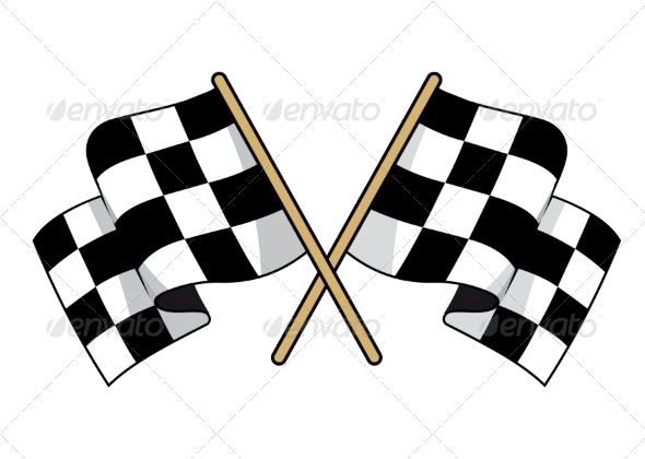590x420 Crossed Black And White Checkered Flags Fitness Vector Icons