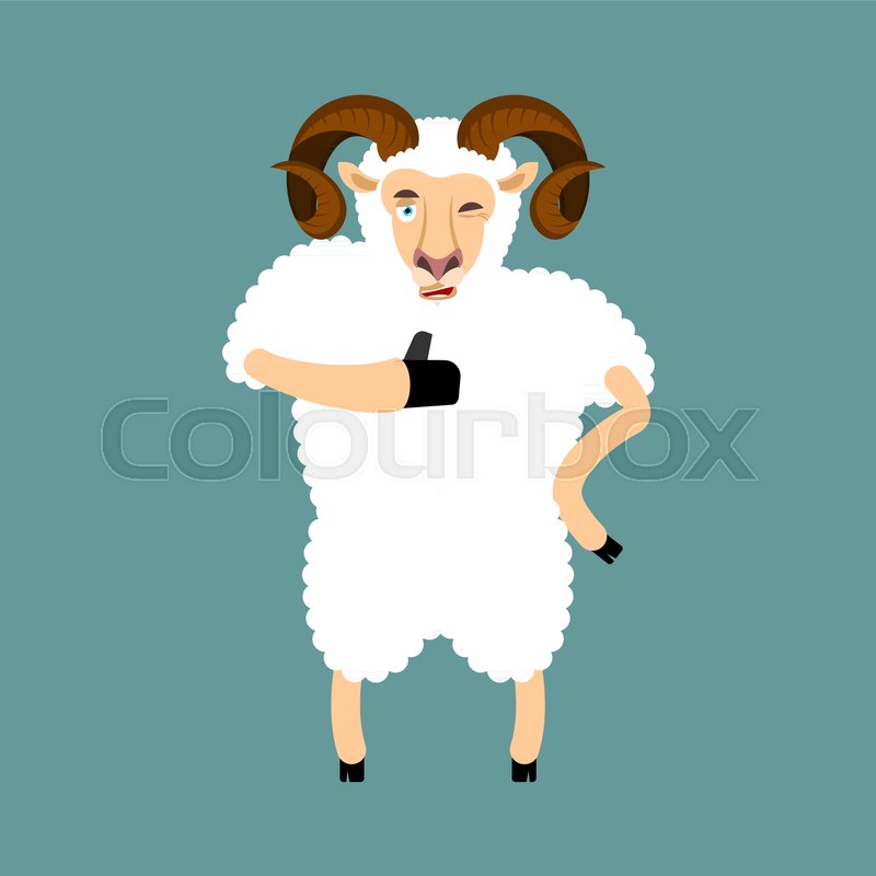 800x800 Ram Thumbs Up And Winks Emoji Sheep Stock Vector Colourbox