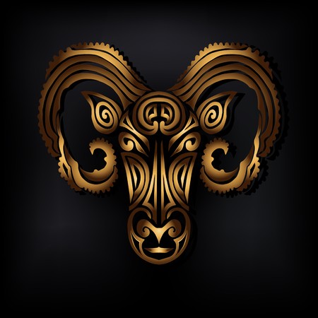 450x450 Golden Ram Head Vector Illustration Royalty Free Vector Graphics