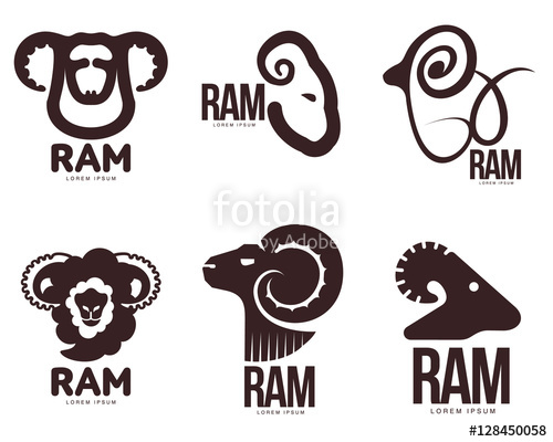 500x400 Set Of Ram, Sheep, Lamb Head Graphic Logo Templates, Vector
