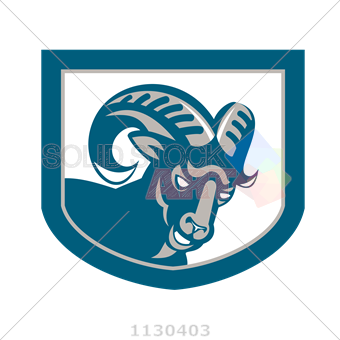 340x340 Stock Illustration Of Vector Angled Blue Grey Ram Head Inside