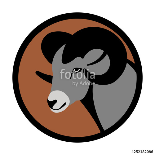 500x500 Ram Head, Vector Illustration, Flat Style, Stock Image