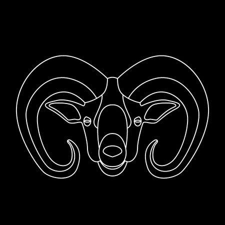 450x450 Ram Head, Vector Illustration Lining Draw, Front View Royalty