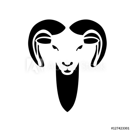 500x500 Sheep Ram Head Vector Illustration Style Flat