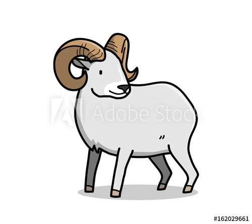 500x444 Ram Cartoon Animal, A Hand Drawn Vector Cartoon Ram With Big Horns