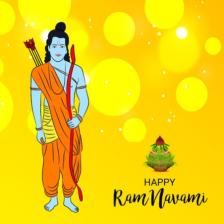 450x450 Happy Ram Navami Banner With Deity On Color Background Vector