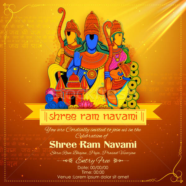 600x600 Lord Ram, Sita, Laxmana, Hanuman And Ravana In Ram Navami Vector