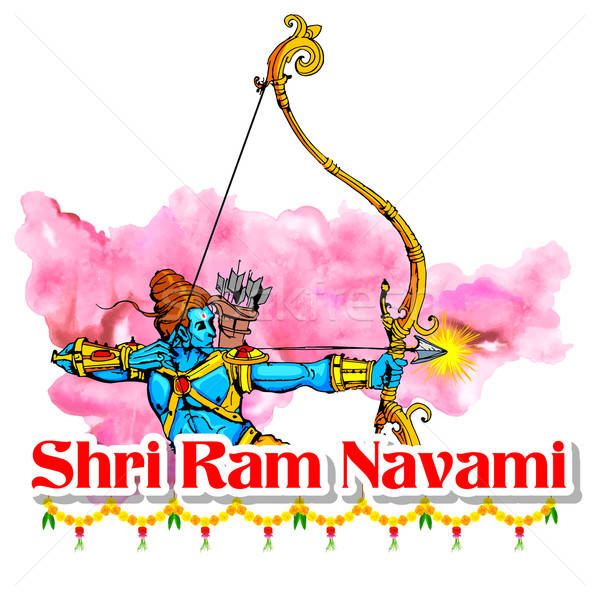 600x600 Lord Rama With Bow Arrow In Ram Navami Vector Illustration